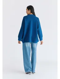 Low Cut Polo Collar Ribbed Jumper - 5