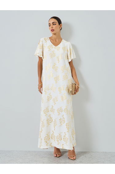 Women Floral Printed Short Sleeve Jalabiya
