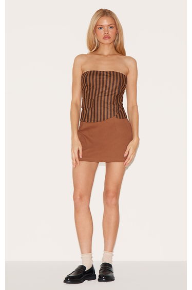 Brown Corduroy Striped Bandeau