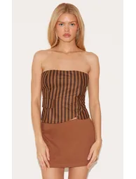 Brown Corduroy Striped Bandeau - 5