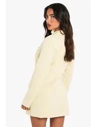 Petite Tailored Structured Cinched Waist Blazer Dress - lemon - 2
