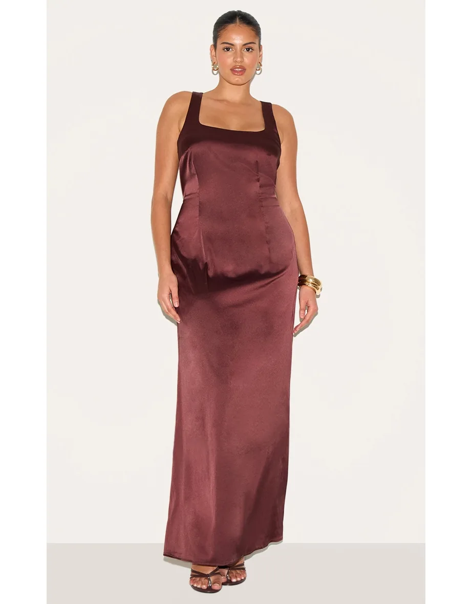 brown satin plus size dress Satin Bridesmaid Dress