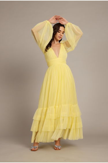 Madison Long Sleeve Maxi Dress in Buttercup