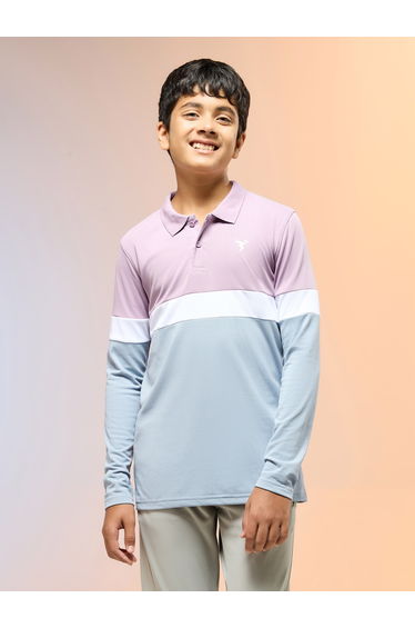 Boys Slim Fit Color Block Polo T-Shirt