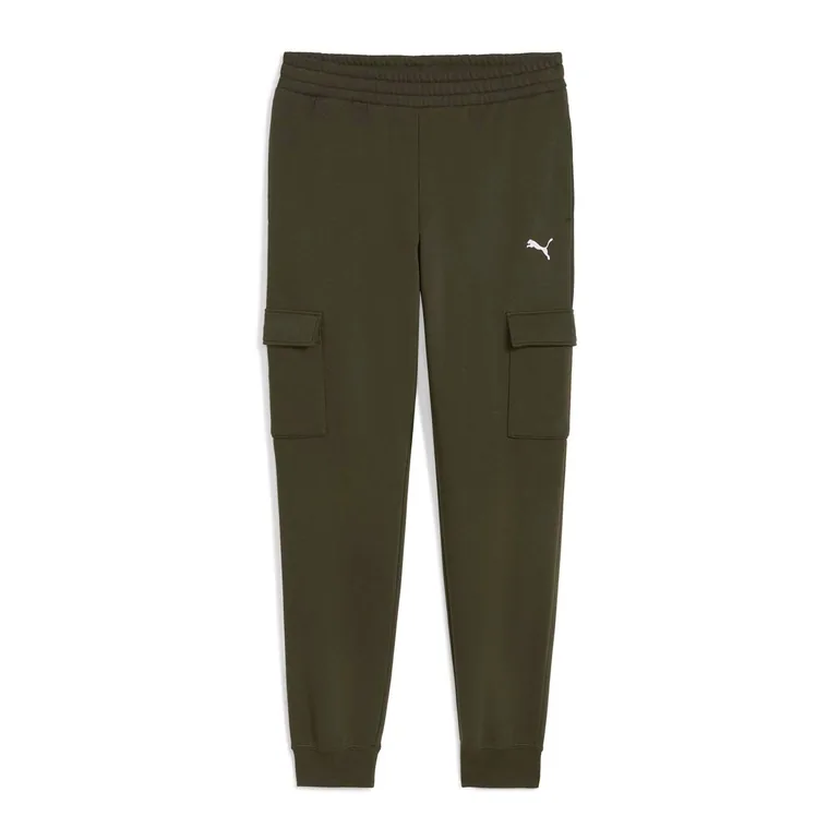 Men's Puma Small Logo Fleece Cargo Pants in Green
