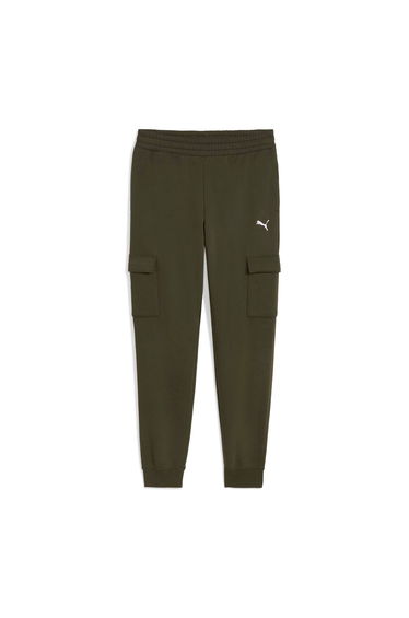 Men's Puma Small Logo Fleece Cargo Pants in Green