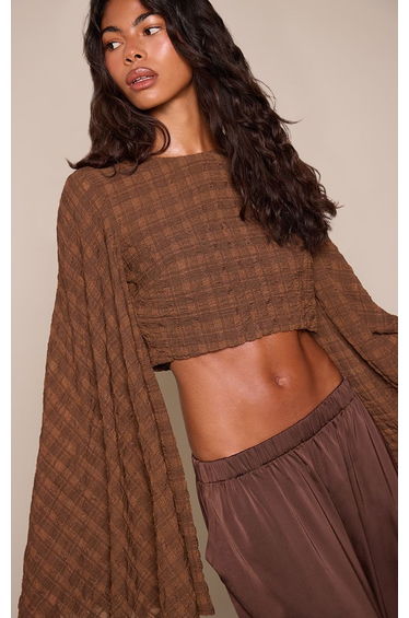 Chocolate Chiffon Bat Sleeve Blouse