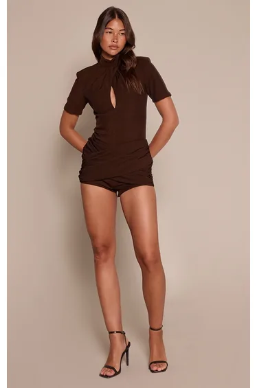 Brown Twist Detail Shorts