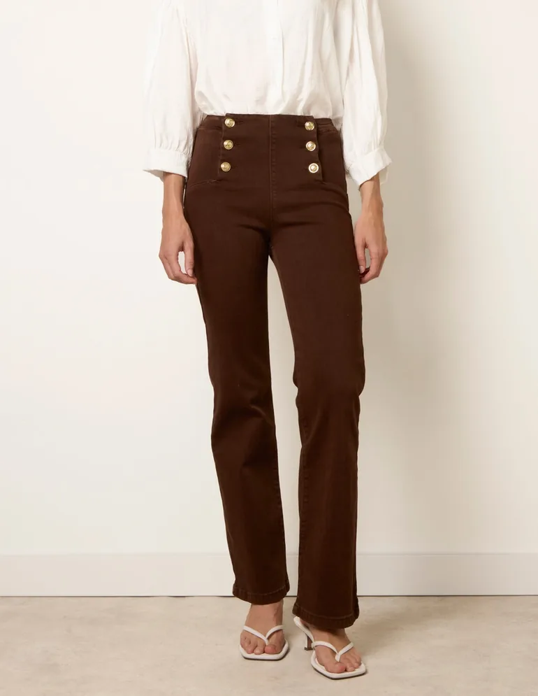 Triple Button Front Jeans - 2