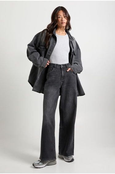 Tall Boohoo Basics Mid Waist Boyfriend Jean - washed black
