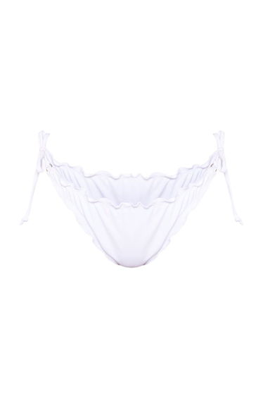 White Frill Edge Ruched Back Bikini Bottoms