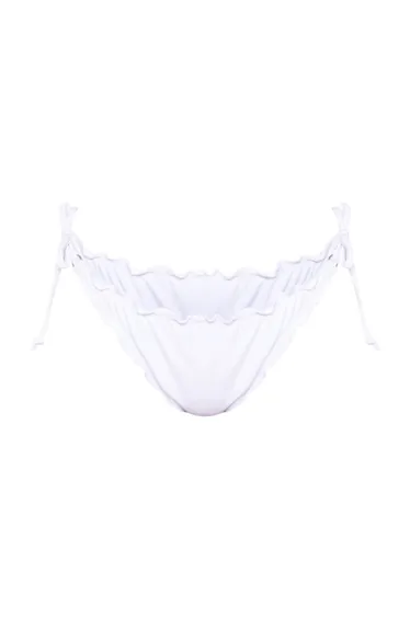 White Frill Edge Ruched Back Bikini Bottoms