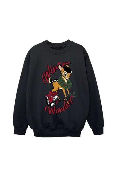 Bambi Girls Winter Wonders Wreath Sweatshirt - Black