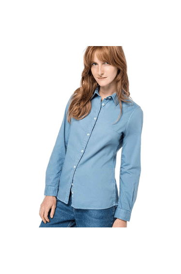 Native Spirit Womens/Ladies Washed Long-Sleeved Shirt - Cool Blue