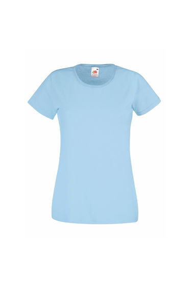 Womens/Ladies Value Fitted Short Sleeve Casual T-Shirt - Light Blue