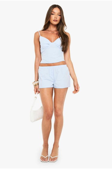 Ruched Bust Cami - blue