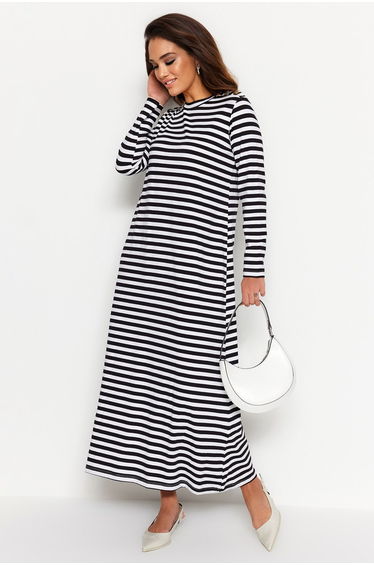 White A-Line Maxi Slip Dress with Long Sleeves