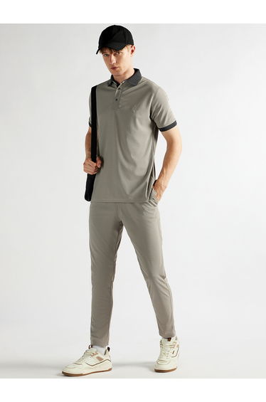 Men Grey Jacquard Collar Knitted Polo