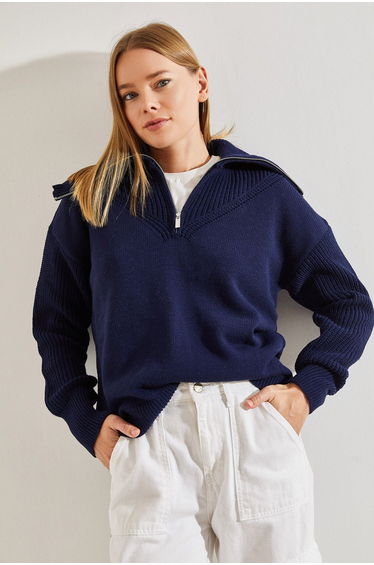 Women's Turtleneck Zipper Knitwear Sweater