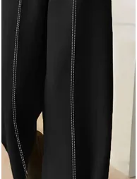 بنطلون فضفاض بخصر عالي بفتحة - 2