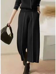 بنطلون فضفاض بخصر عالي بفتحة