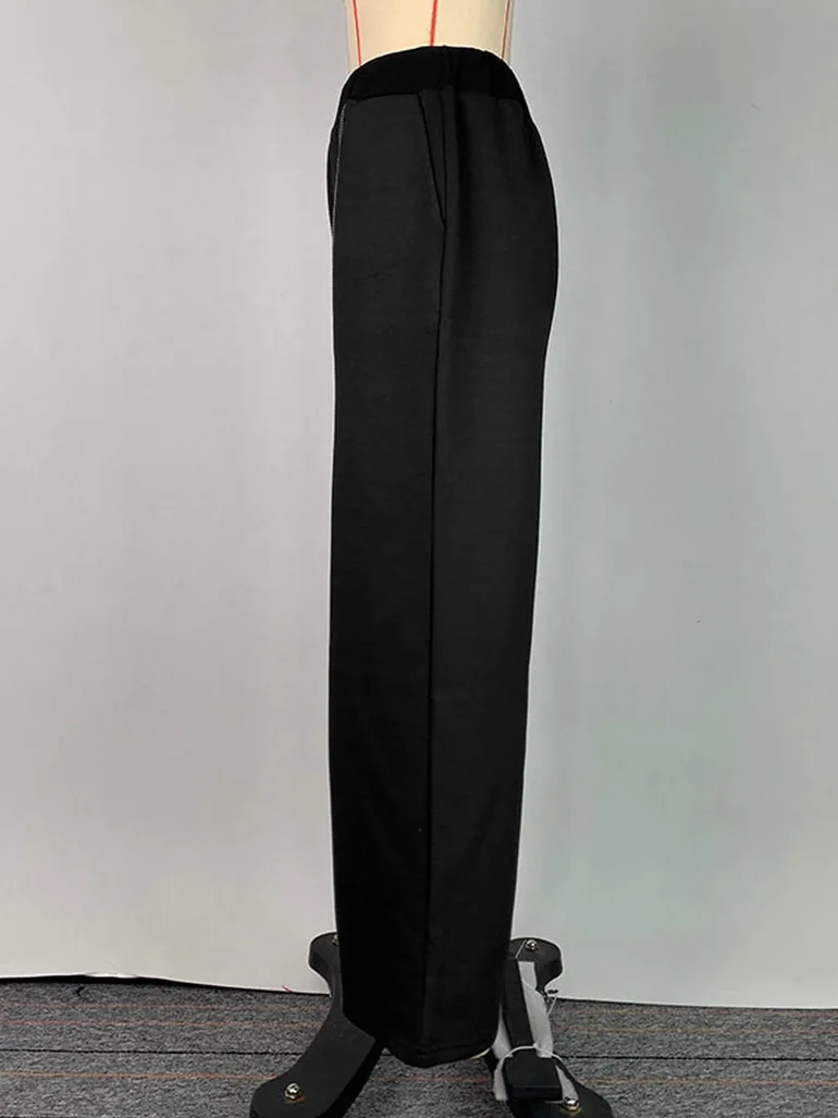 بنطلون فضفاض بخصر عالي بفتحة - 9