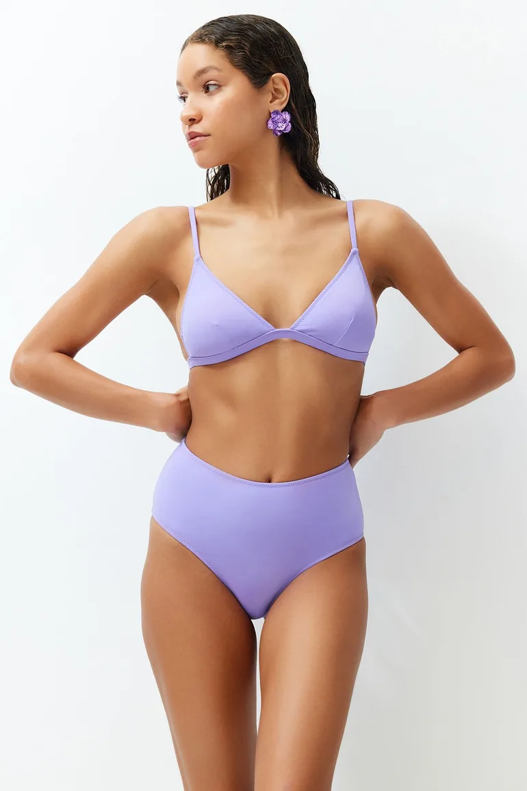 Lilac High Waist Bikini Bottom - 1