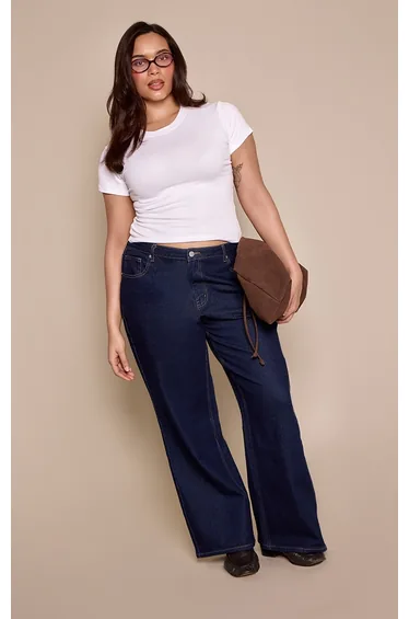 Plus Indigo High Waist Stretch Straight Leg Jean