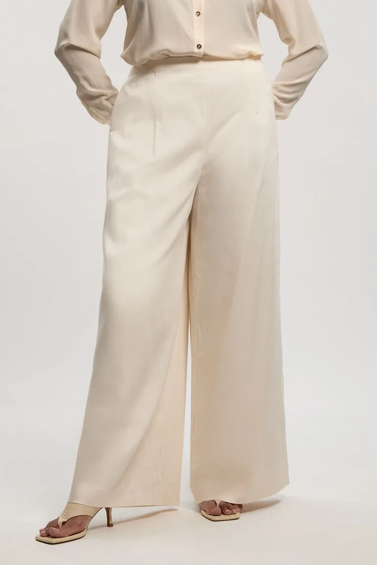 Plus Size Tailored Linen Wide Leg Trouser - 1