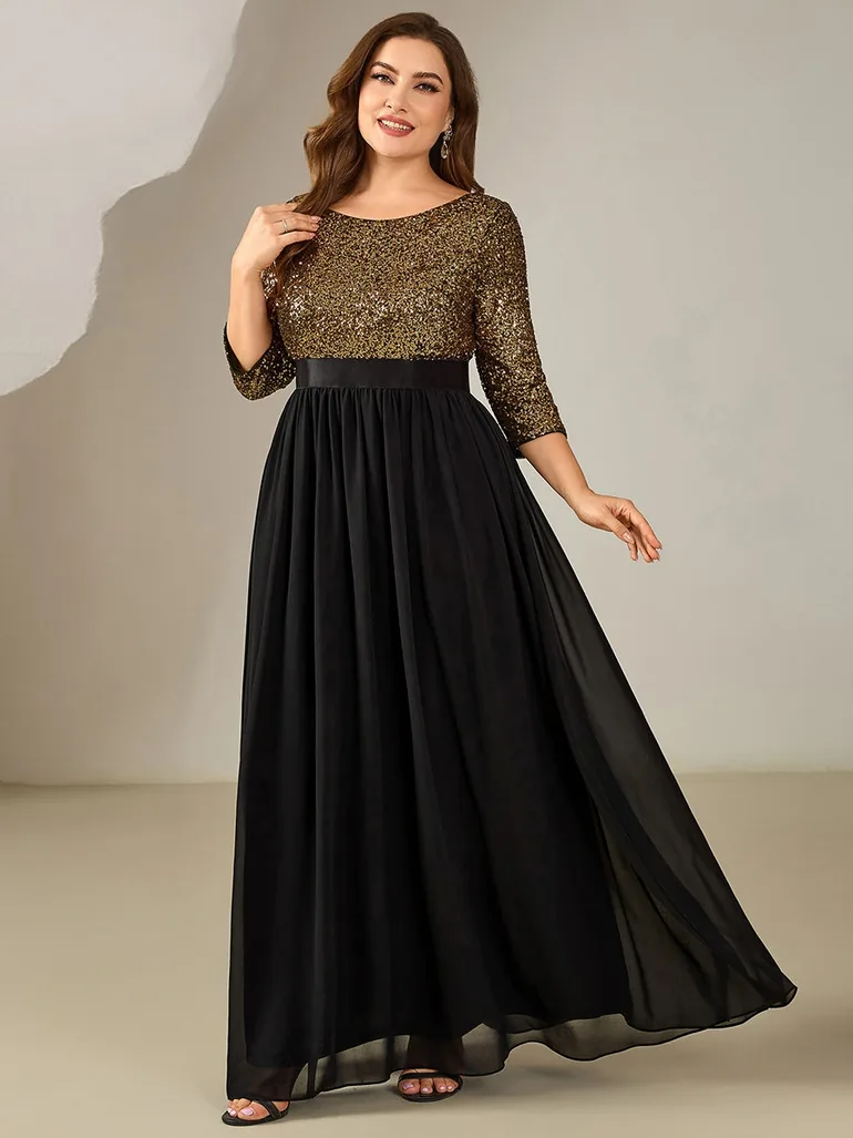 ever EMILIA|Glitter A-Line Maxi Evening Dress with Chiffon - 9