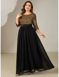 ever EMILIA|Glitter A-Line Maxi Evening Dress with Chiffon - 9