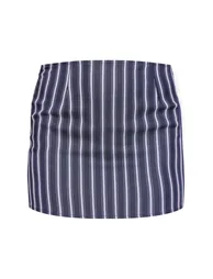 Navy Woven Tailored Striped Mid Rise Mini Skirt - 5