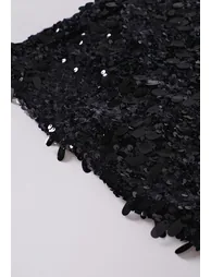 Teardrop Sequin Velvet Pencil Midi Skirt in Black - 3