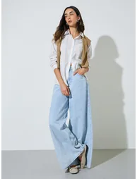 Cream Striped Casual Shirt - 1