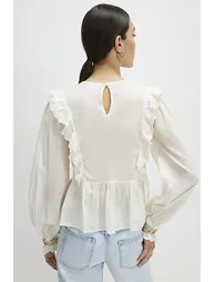 Cream Cutwork Ruffle Blouse - 2