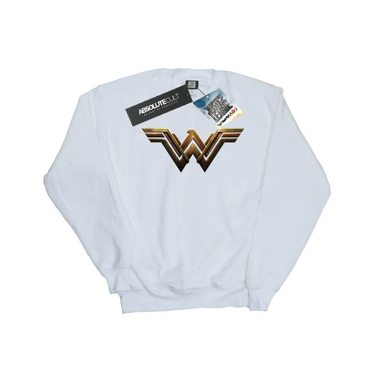 DC Comics Girls Justice League Movie Wonder Woman Emblem Sweatshirt - White