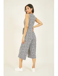Mela Navy Ditsy Daisy Sleeveless Culotte Jumpsuit - 3