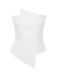 White Fitted Woven Bustier - 6
