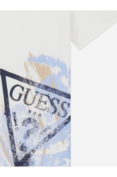 Guess Boys Logo Print T-Shirt in White product thumbnail 4