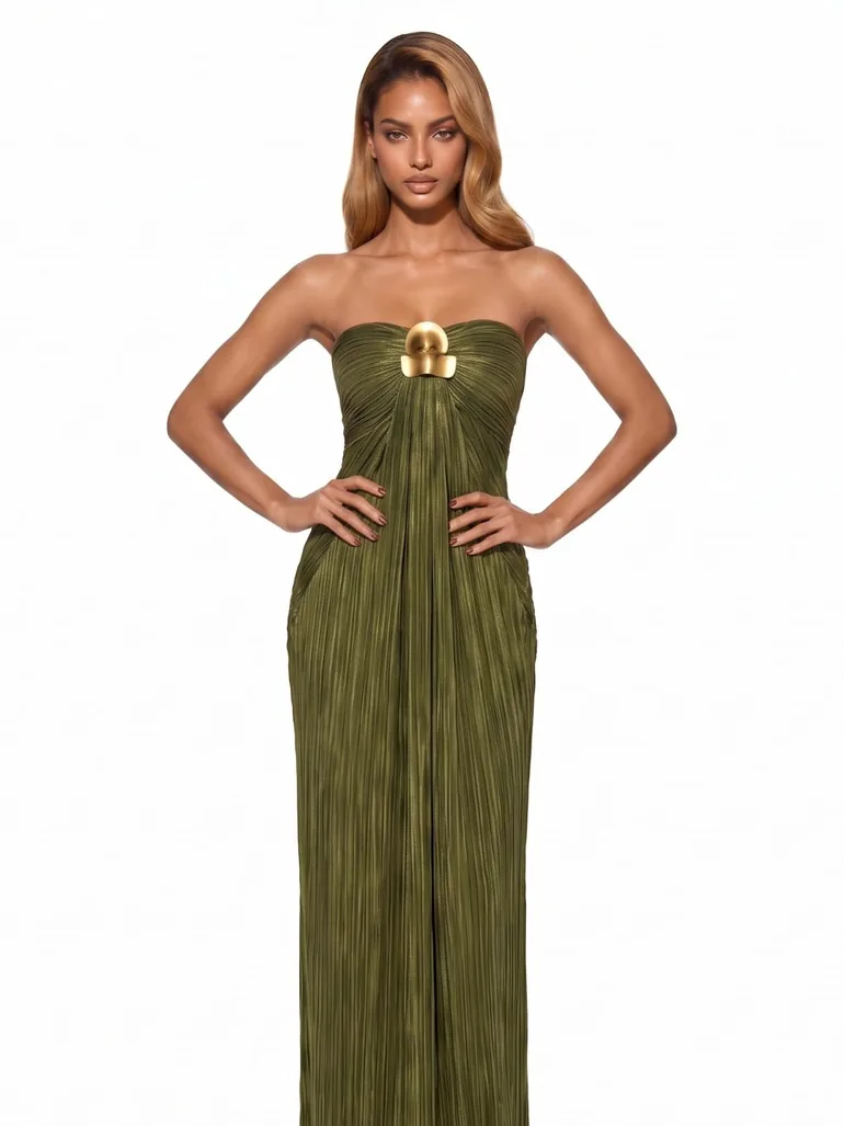 Uxila Strapless Pleated Maxi Dress - 1