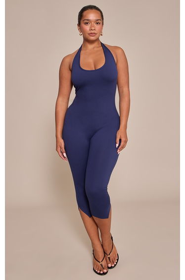 Shape Navy Sculpt Halterneck Capri Jumpsuit
