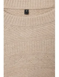 Beige Regular/Normal Cut Textured Crew Neck Knitwear Sweater - 3