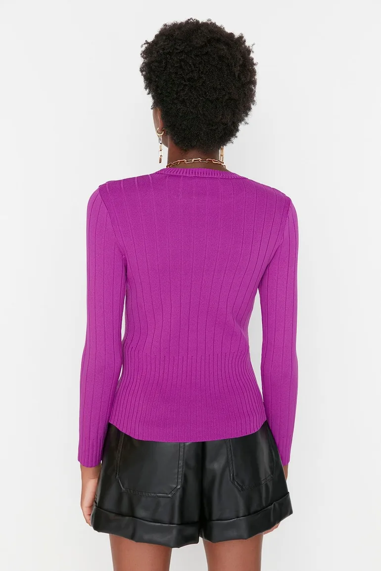 Sweater - Purple - Slim fit - 3