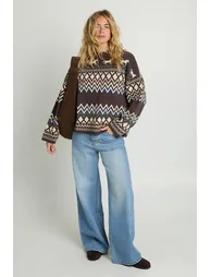 Western Horse Argyle Intarsia Jumper