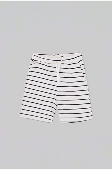 Ecru-Black Striped Knitted Shorts & Bermuda product thumbnail 3