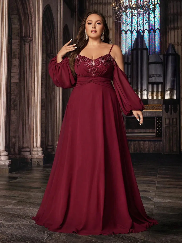 Dignified Temperament Plus Size Women Evening Dresses Elegant Formal Dress - 5