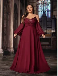 Dignified Temperament Plus Size Women Evening Dresses Elegant Formal Dress - 3