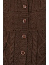 Yumi Brown Cable Knit Boxy Jacket - 5
