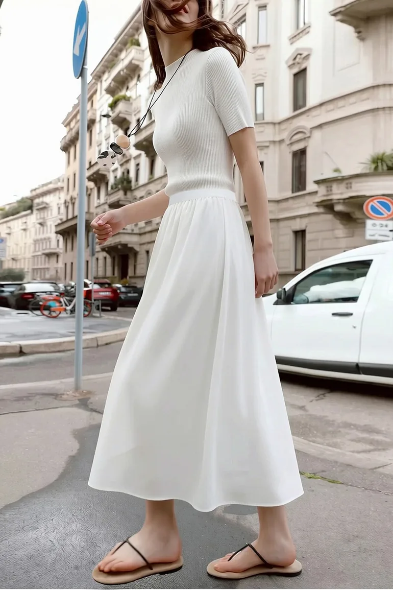 Irregular Hem Midi Skirt