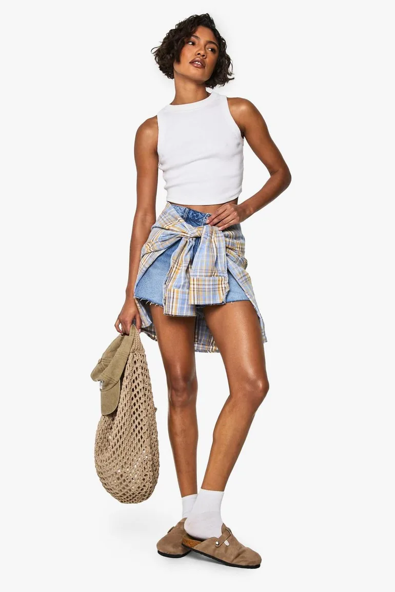 Tall Denim Mini Short - mid wash